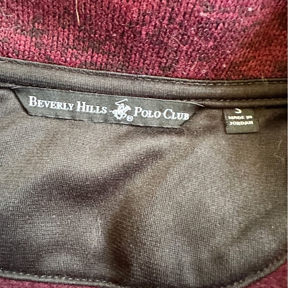Beverly Hills Polo Club Men's Maroon Half Zip Pullover‎ - Picture 3 of 7